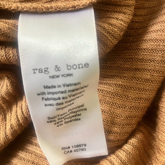 Rag & Bone Brown Long Sleeved Ribbed VNeck Midi Dress Size Small NWT - Picture 5 of 7